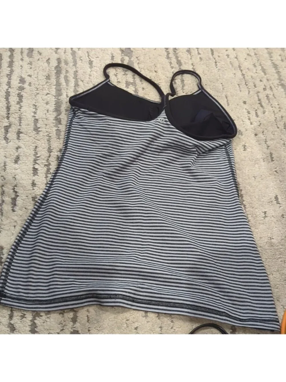 Lululemon Power Y Tank *Luon Light Slope Stripe Silver Slate Heathered Blk / blk